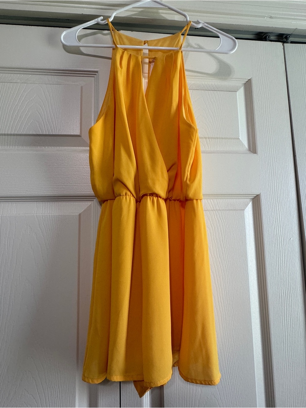 Lush Yellow Sleeveless Halter Romper